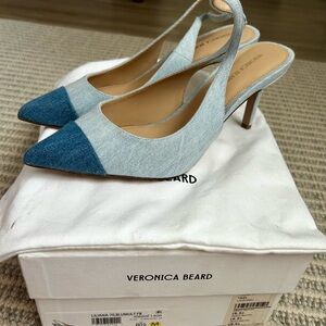 Veronica Beard Denim Blue and Light Blue Slingback Heels